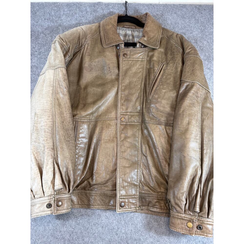 Vintage 90s Kings Road Leather Bomber Jacket Toddler Boys 4T Brown Snap Zip Up